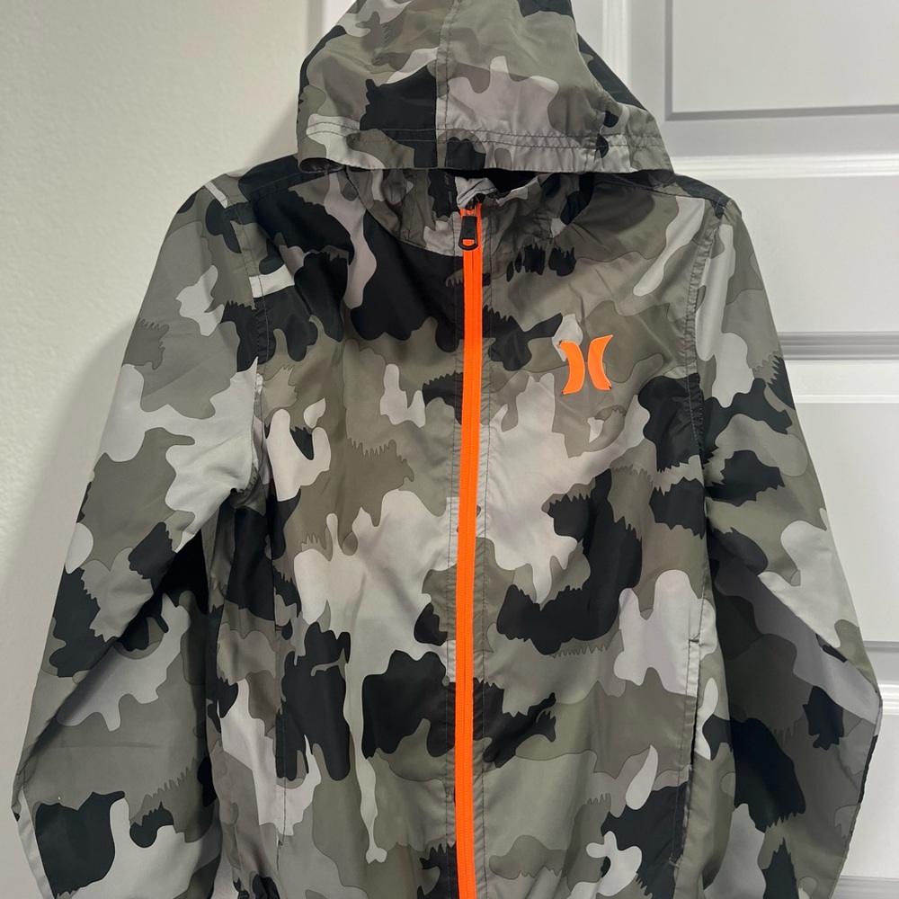 Hurley Kids Camouflage Windbreaker/Raincoat with Orange Accent